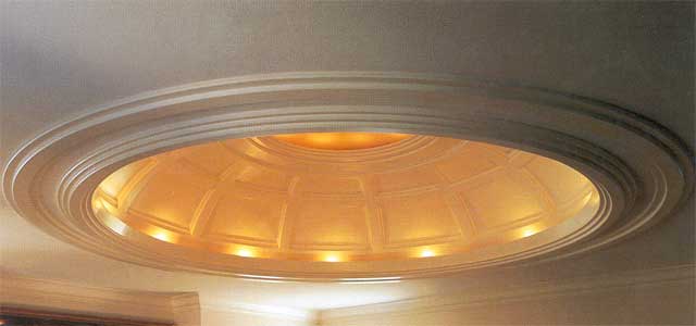 This 10' diameter ceiling dome was installed in the Virtual Villaminium at The Cliffs in Aboite Township, Fort Wayne, Indiana by Masterpiece Homes and Renaissance Ceiling Domes